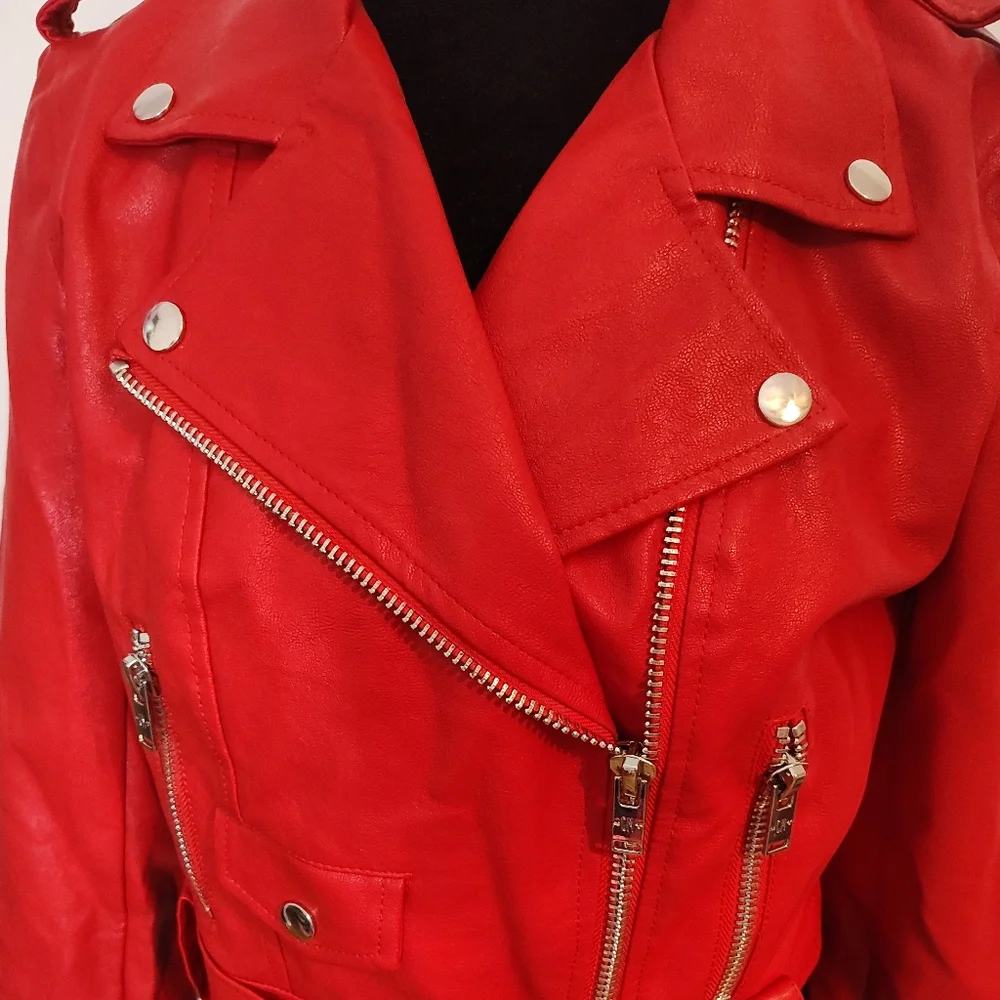 💔SOLD💔 Current Mood Born Sinner Moto Jacket - Red - Size S - Picture 2 of 13
